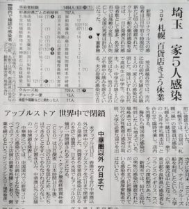 3/14日本のコロナ感染者数(死者数)